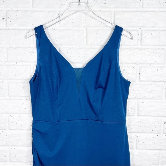 GRACE KARIN Teal Fitted Rushed Dress - Picture 6 of 10